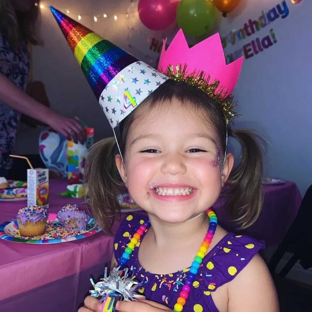 A real photo of a child celebrating her birthday